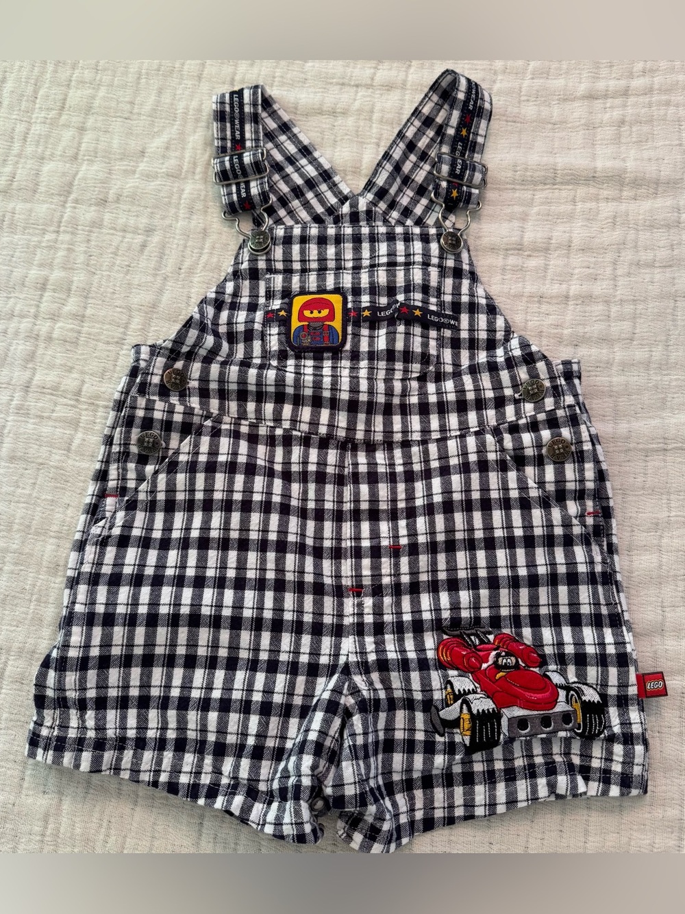 Vintage Lego Overalls Shorts Plaid Rare 90s Style Size 18 Months
